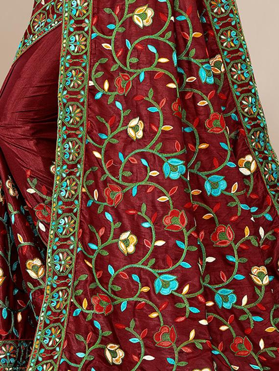 floral embroidered saree with blouse - 19690225 - Standard Image - 3