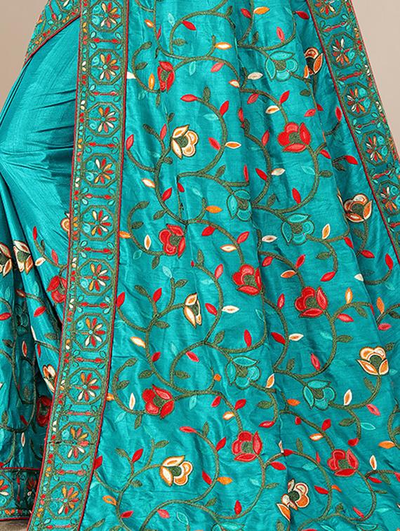 floral embroidered saree with blouse - 19690227 - Standard Image - 3