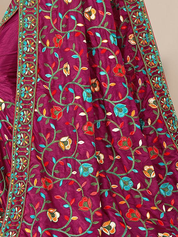 floral embroidered saree with blouse - 19690228 - Standard Image - 3