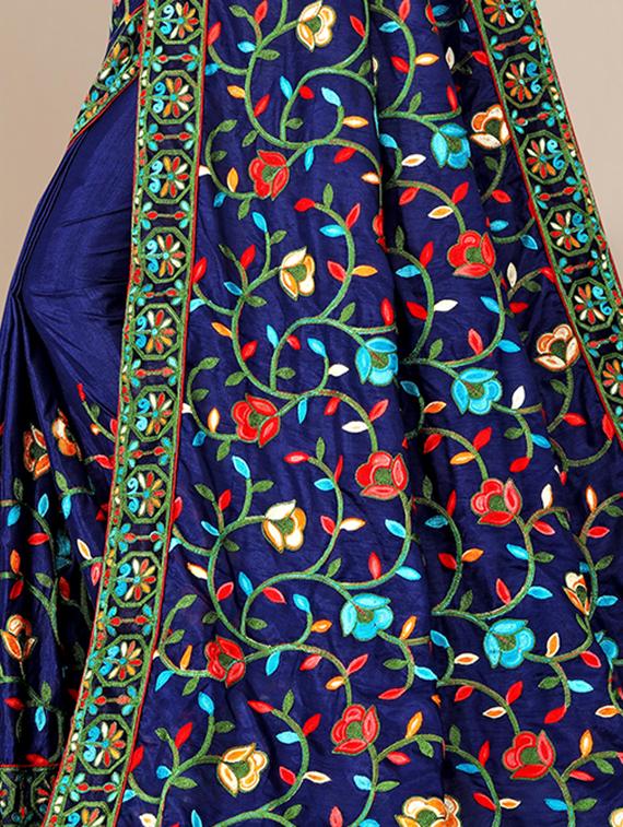 floral embroidered saree with blouse - 19690230 - Standard Image - 3