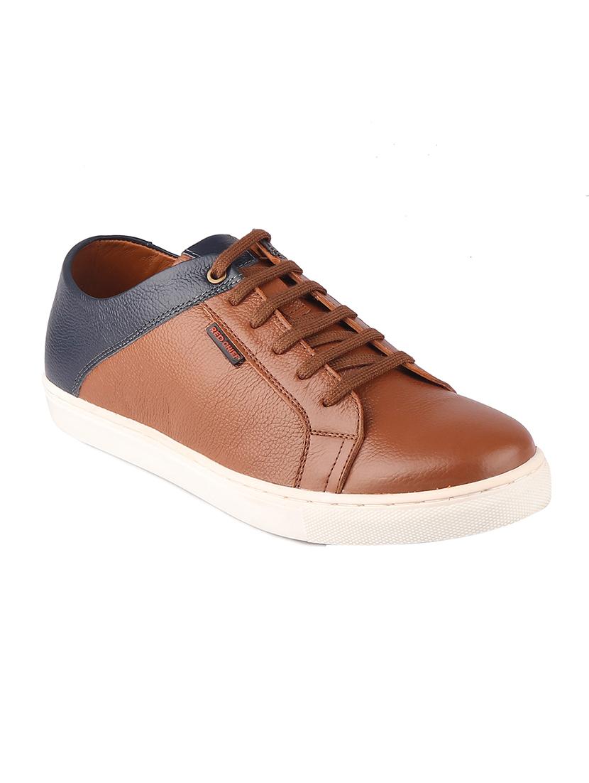 tan leather lace up sneakers - 19690326 -  Zoom Image - 0