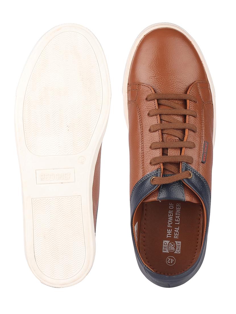 tan leather lace up sneakers - 19690326 - Standard Image - 5