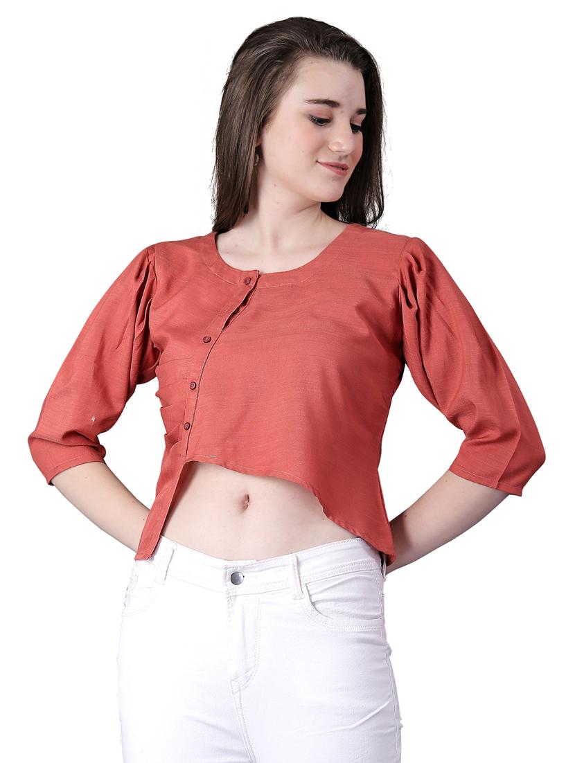 women's crop round neck top - 19690335 - Zoom Image - 0