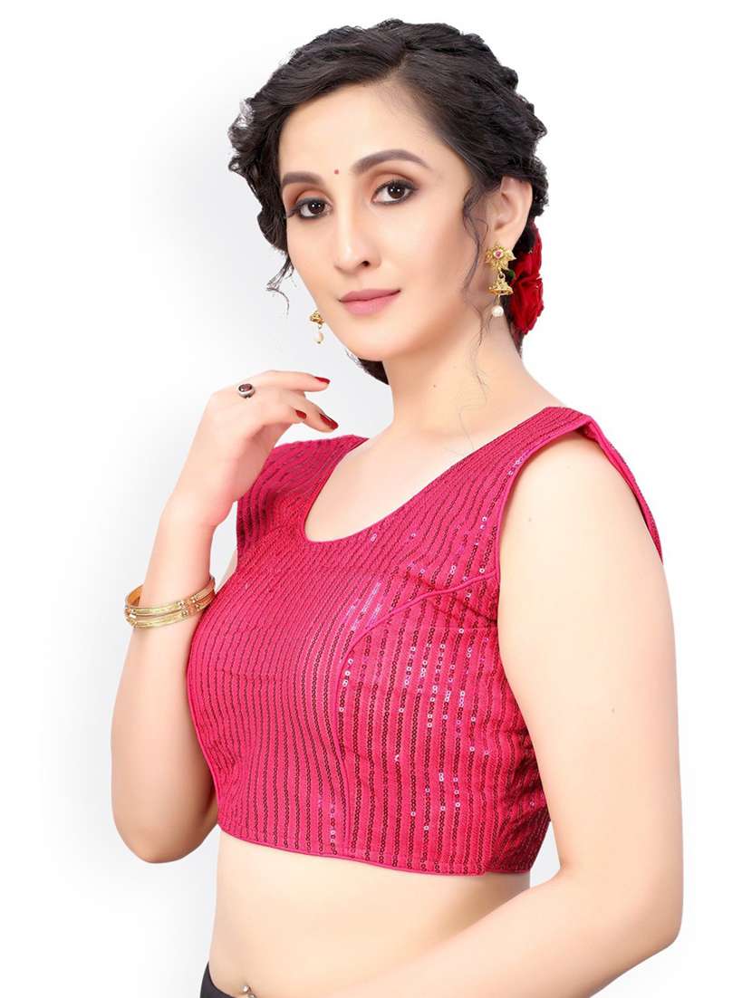 pink georgette regular blouse - 19690352 -  Zoom Image - 0