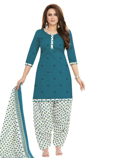 printed unstitched patiyala suit set - 19690754 -  Standard Image - 0