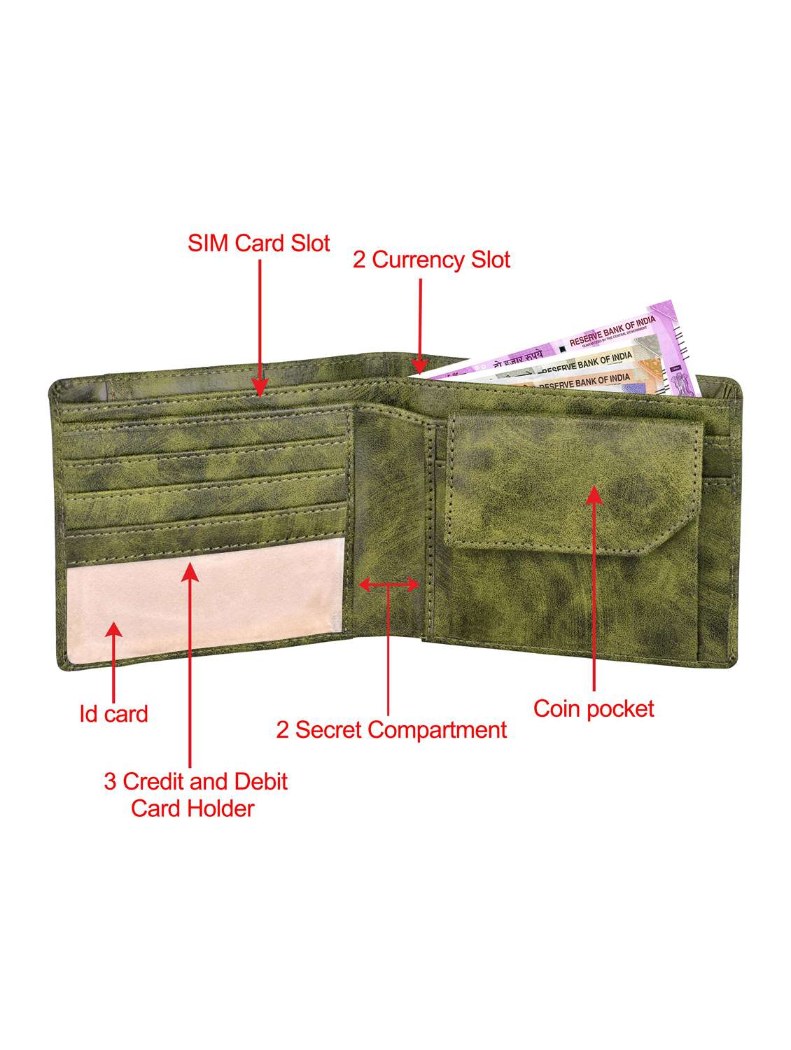 green leatherette wallet - 19690860 -  Standard Image - 3