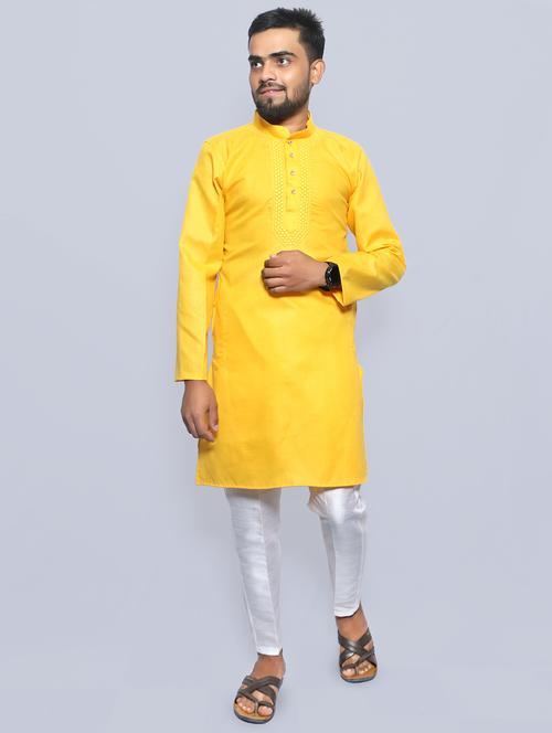 yellow kurta pyjama ethnic wear set - 19691220 -  Standard Image - 0