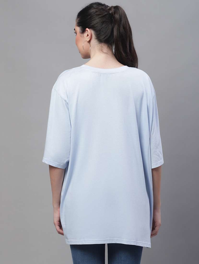 women's chest print round neck t-shirt - 19691637 -  Standard Image - 3