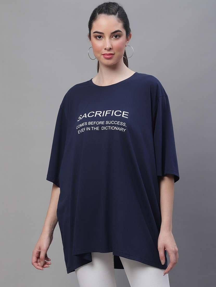 women's chest print round neck t-shirt