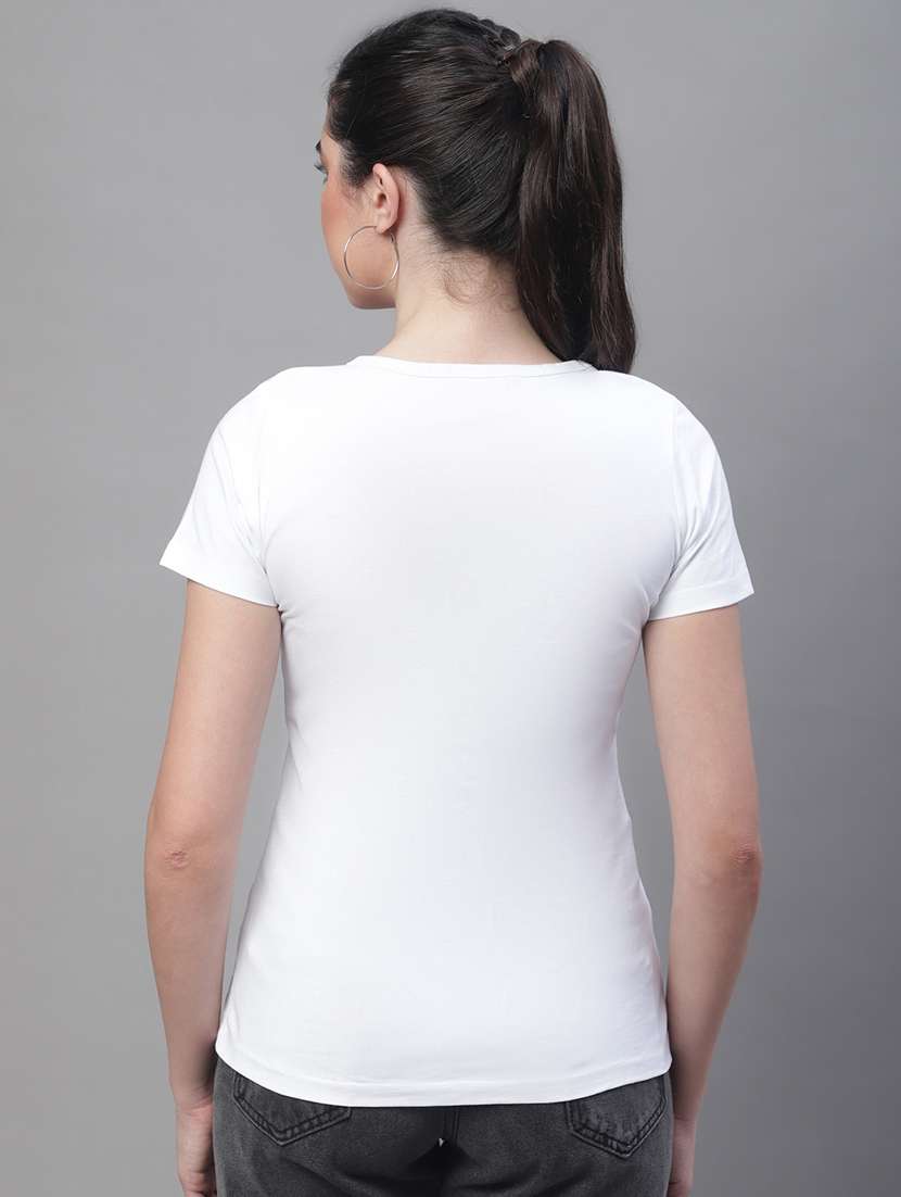 women's chest print v neck t-shirt - 19691649 -  Standard Image - 3