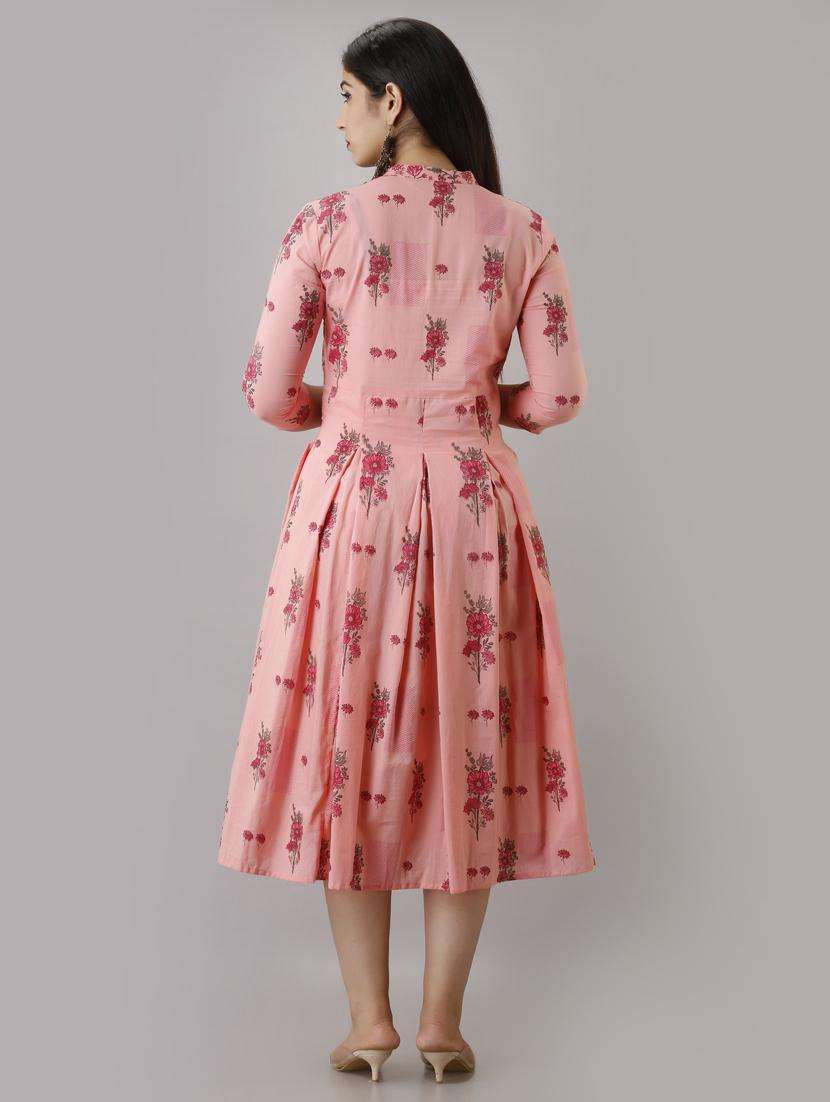 Women Mandarin Collar Printed Flared Dress - 19693704 -  Standard Image - 3