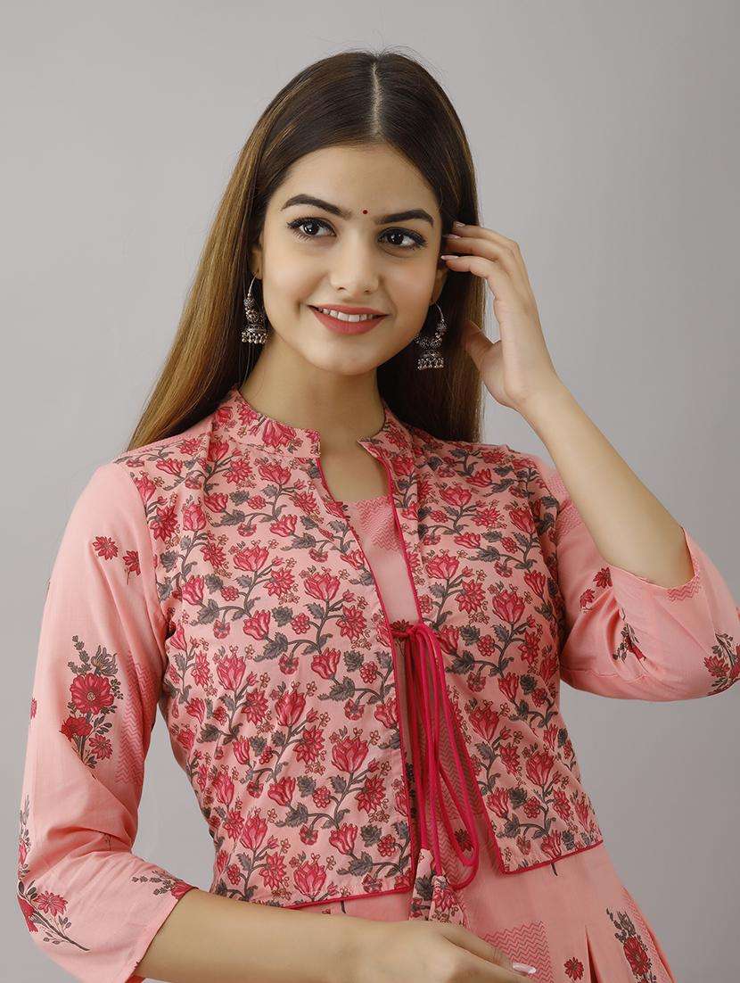 Women Mandarin Collar Printed Flared Dress - 19693704 -  Standard Image - 5