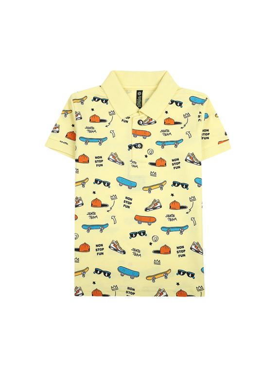 yellow printed polo neck t-shirt - 19694089 -  Zoom Image - 0