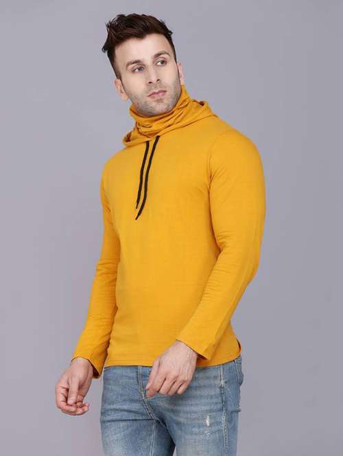 cotton solid hooded t-shirt - 19694452 -  Standard Image - 0