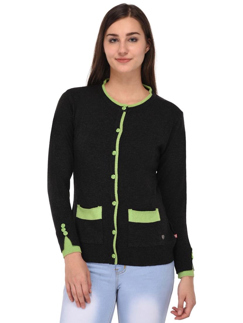 round neck color block cardigan - 19694789 - Zoom Image - 0