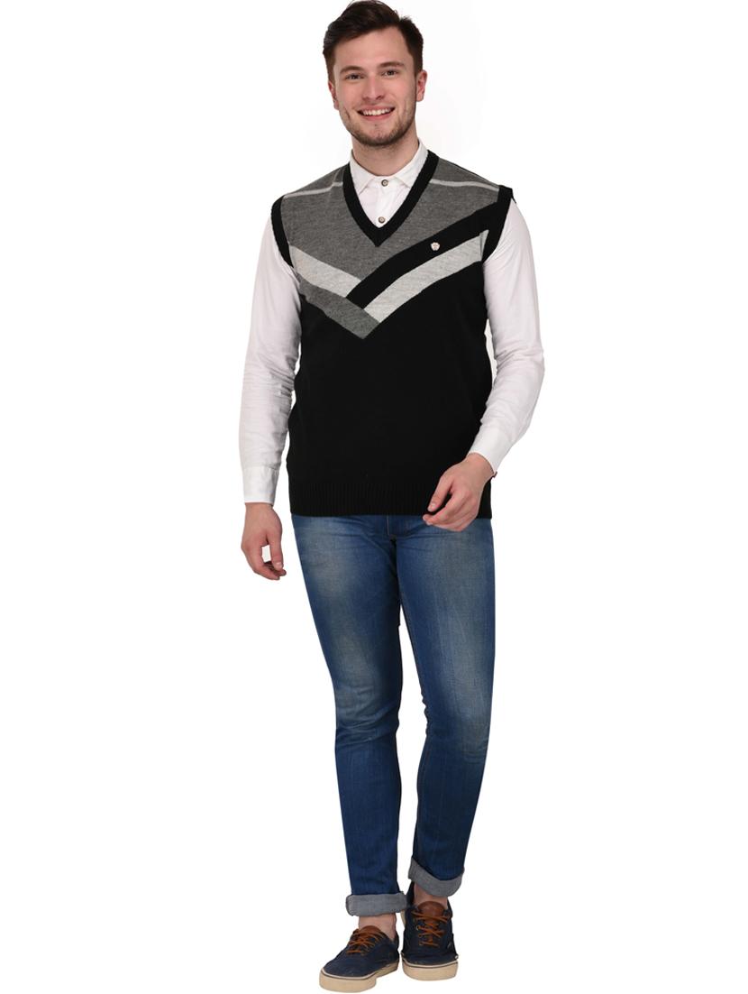 v neck color block pullover - 19694807 - Standard Image - 3