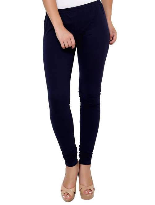 blue cotton blend leggings - 19694887 - Standard Image - 0