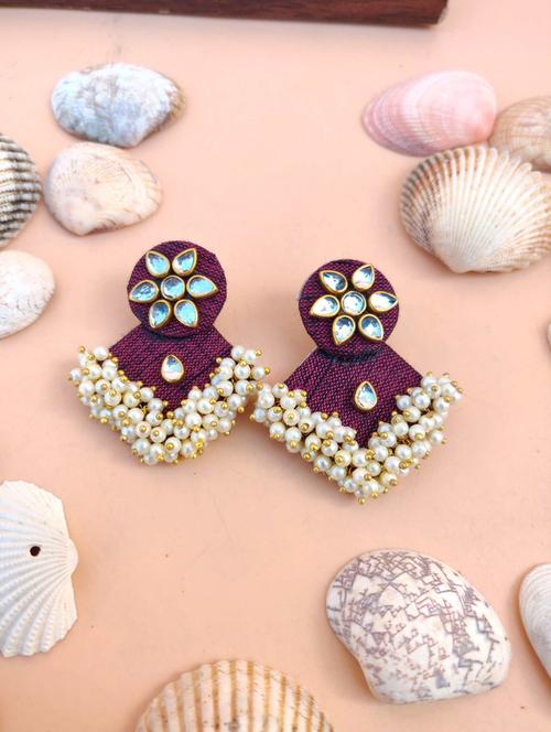 purple studs earring - 19695672 - Standard Image - 0