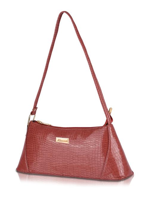 maroon leatherette (pu) handbag - 19695701 - Standard Image - 0