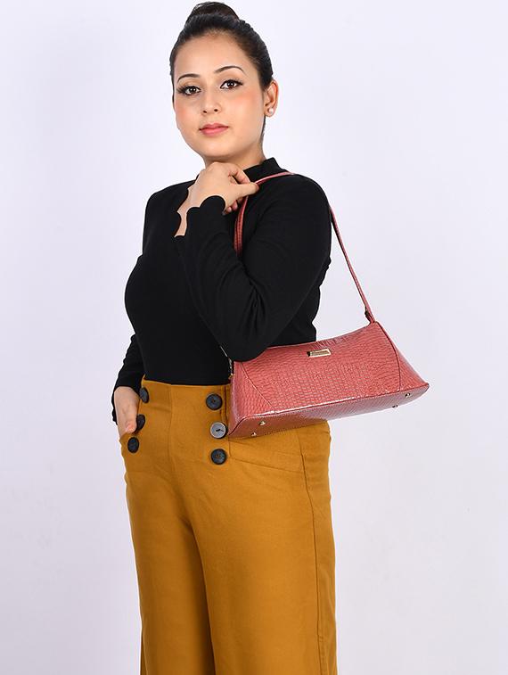 maroon leatherette (pu) handbag - 19695701 - Standard Image - 5