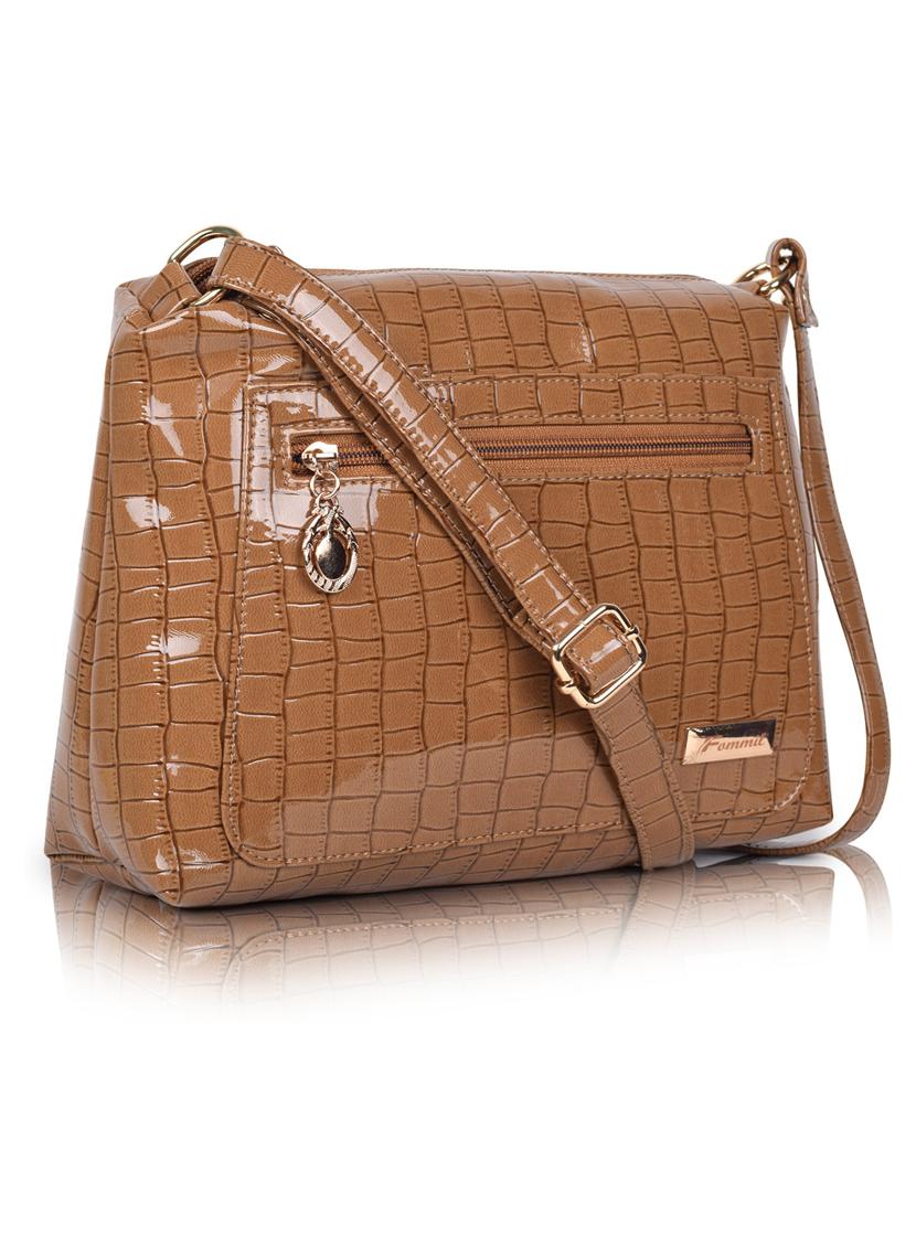 beige leatherette (pu) sling bag - 19695712 - Standard Image - 3
