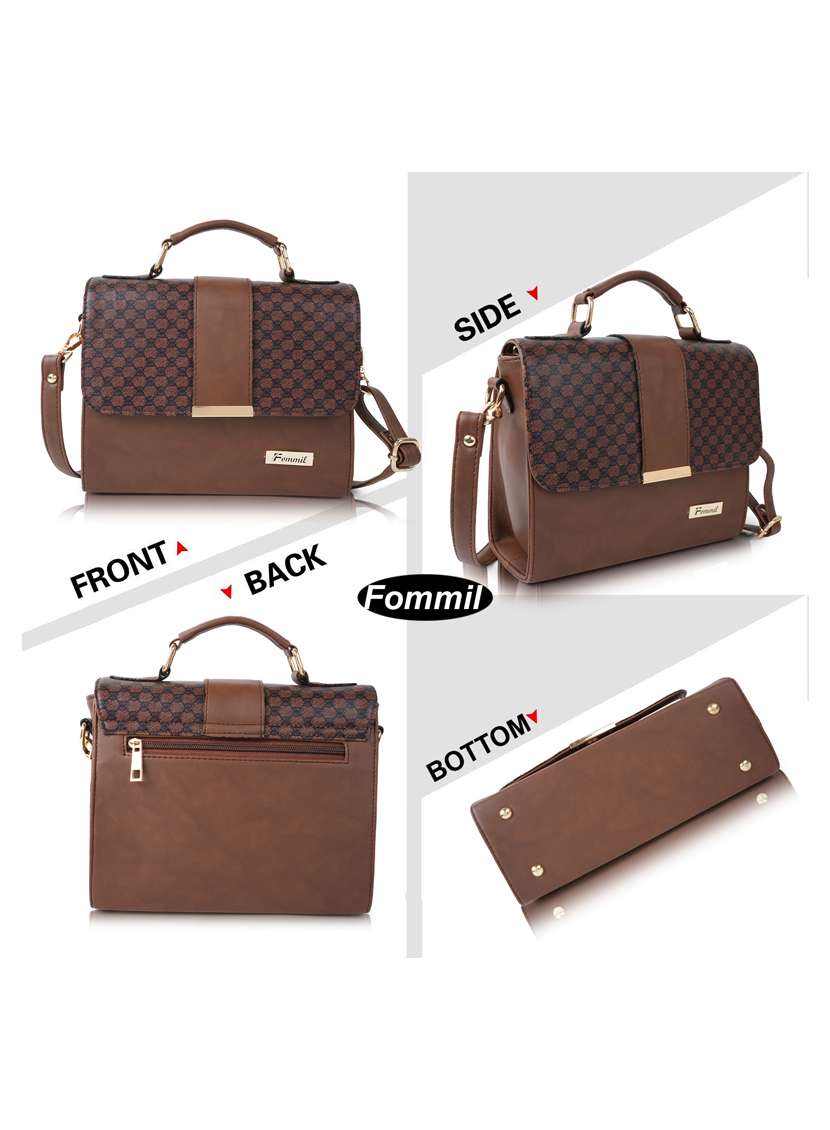 Brown Leatherette (Pu) Sling Bag