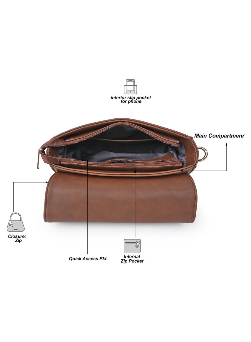 brown leatherette (pu) sling bag - 19695717 - Standard Image - 3