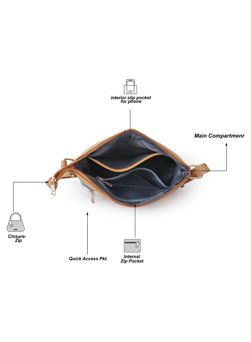 tan leatherette (pu) sling bag - 19695719 - Standard Image - 3