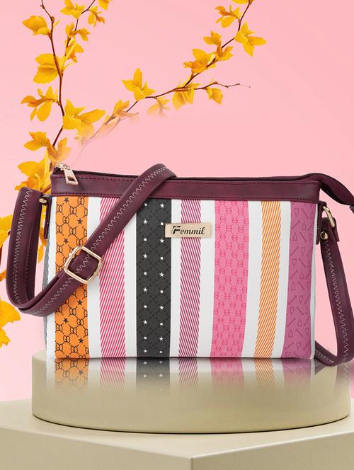 striped leatherette (pu) regular sling bag - 19695721 - Standard Image - 0