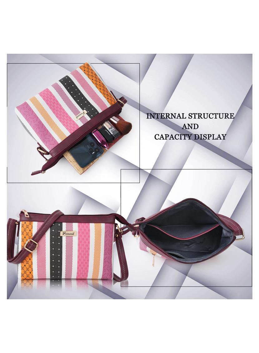 striped leatherette (pu) regular sling bag - 19695721 - Standard Image - 3