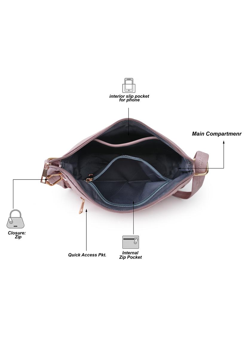 pink leatherette (pu) sling bag - 19695725 - Standard Image - 3
