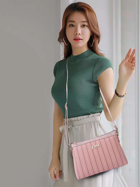 pink leatherette (pu) sling bag - 19695725 - Standard Image - 5