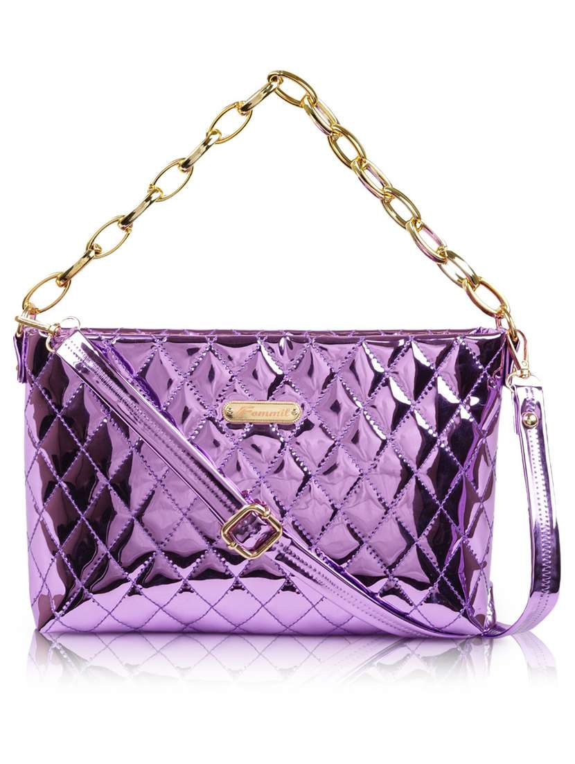 purple leatherette (pu) sling bag