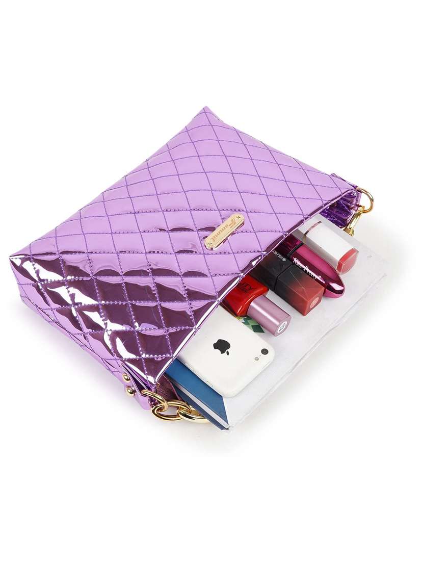 purple leatherette (pu) sling bag - 19695788 - Standard Image - 3