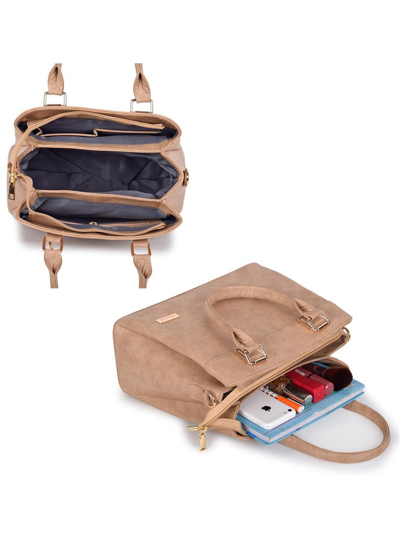 beige leatherette (pu) handbag - 19695834 - Standard Image - 3