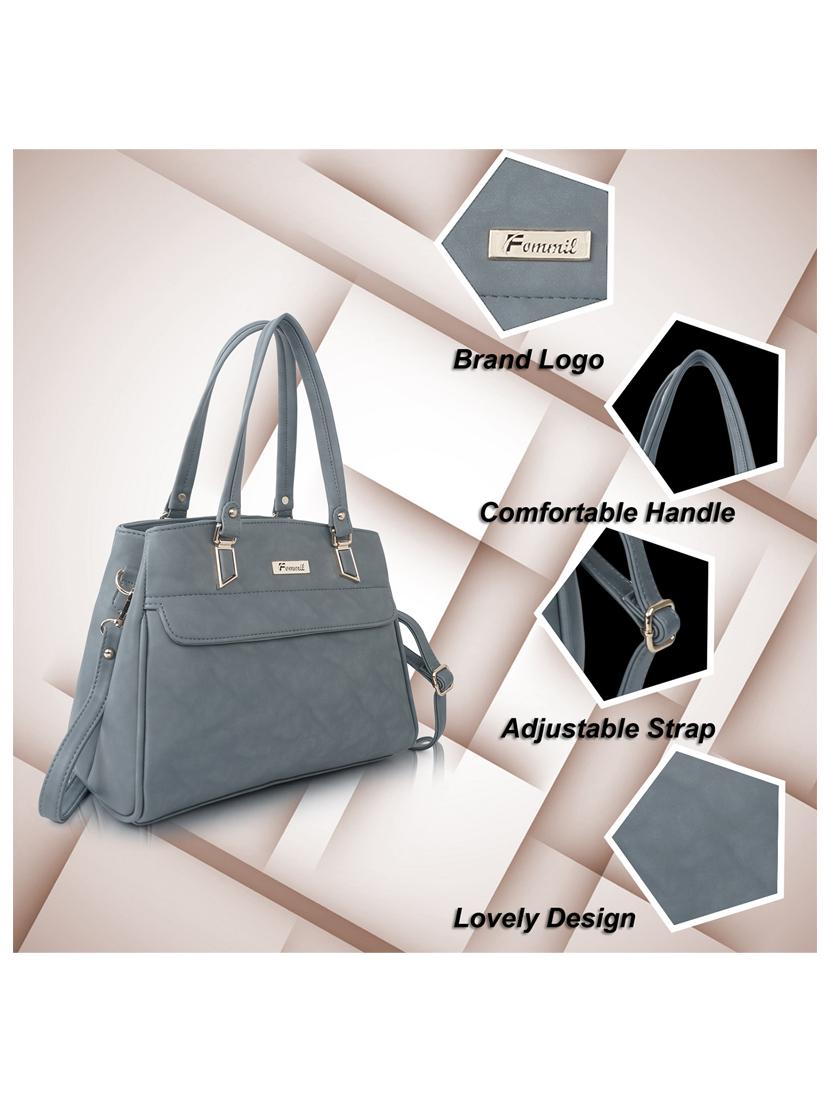 grey leatherette (pu) handbag - 19695842 - Standard Image - 3