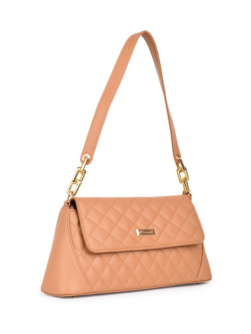 tan leatherette (pu) handbag - 19695871 -  Zoom Image - 0