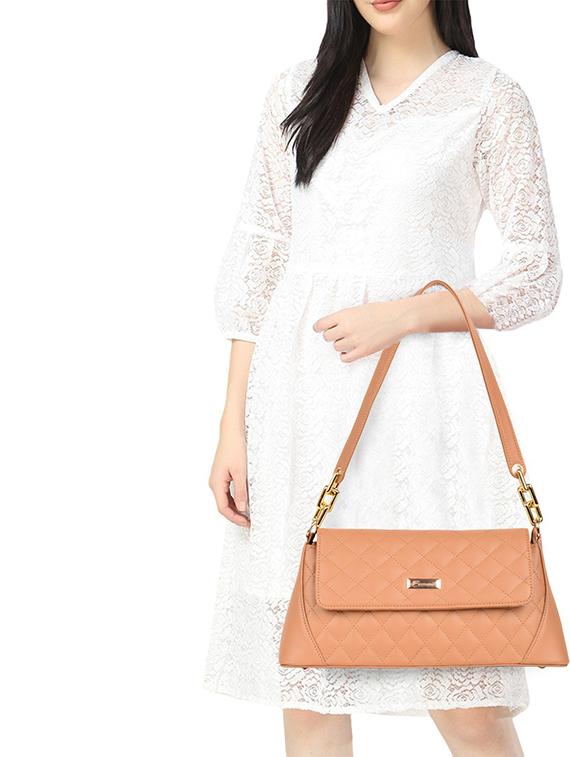 tan leatherette (pu) handbag - 19695871 - Standard Image - 5