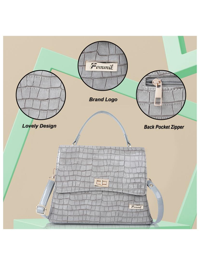 grey leatherette (pu) handbag - 19695886 - Standard Image - 3