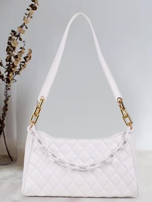 white leatherette (pu) handbag - 19695889 - Standard Image - 0