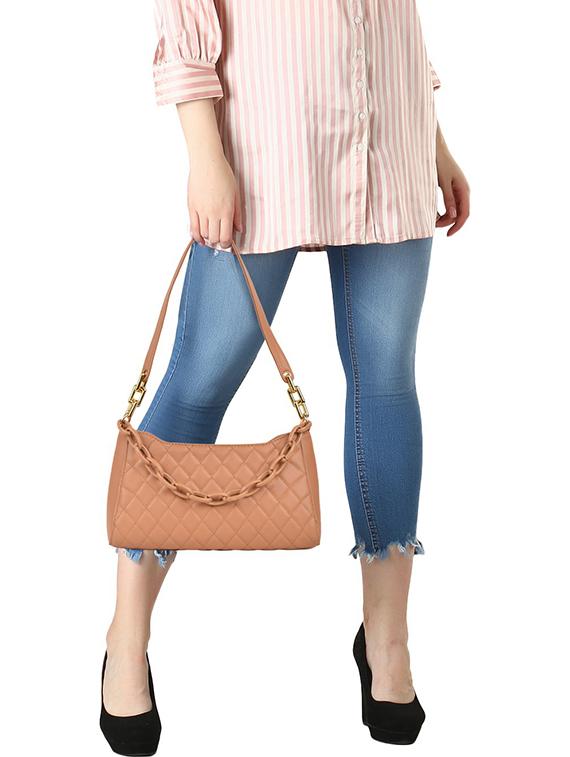 beige leatherette (pu) handbag - 19695892 - Standard Image - 3