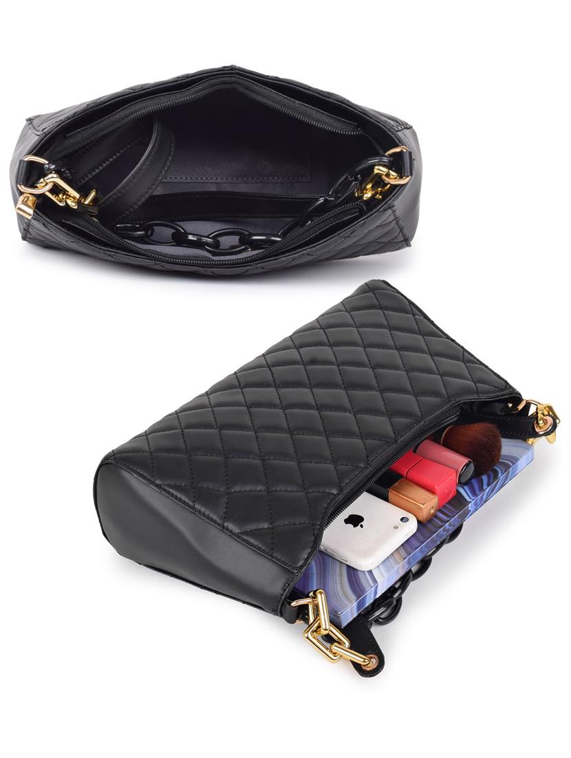 black leatherette (pu) handbag - 19695893 - Standard Image - 3