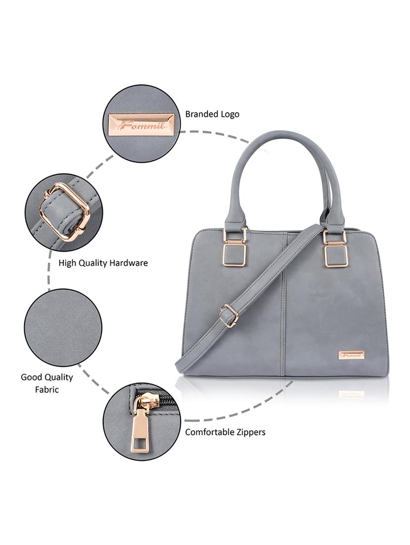 grey leatherette (pu) handbag - 19695908 - Standard Image - 5