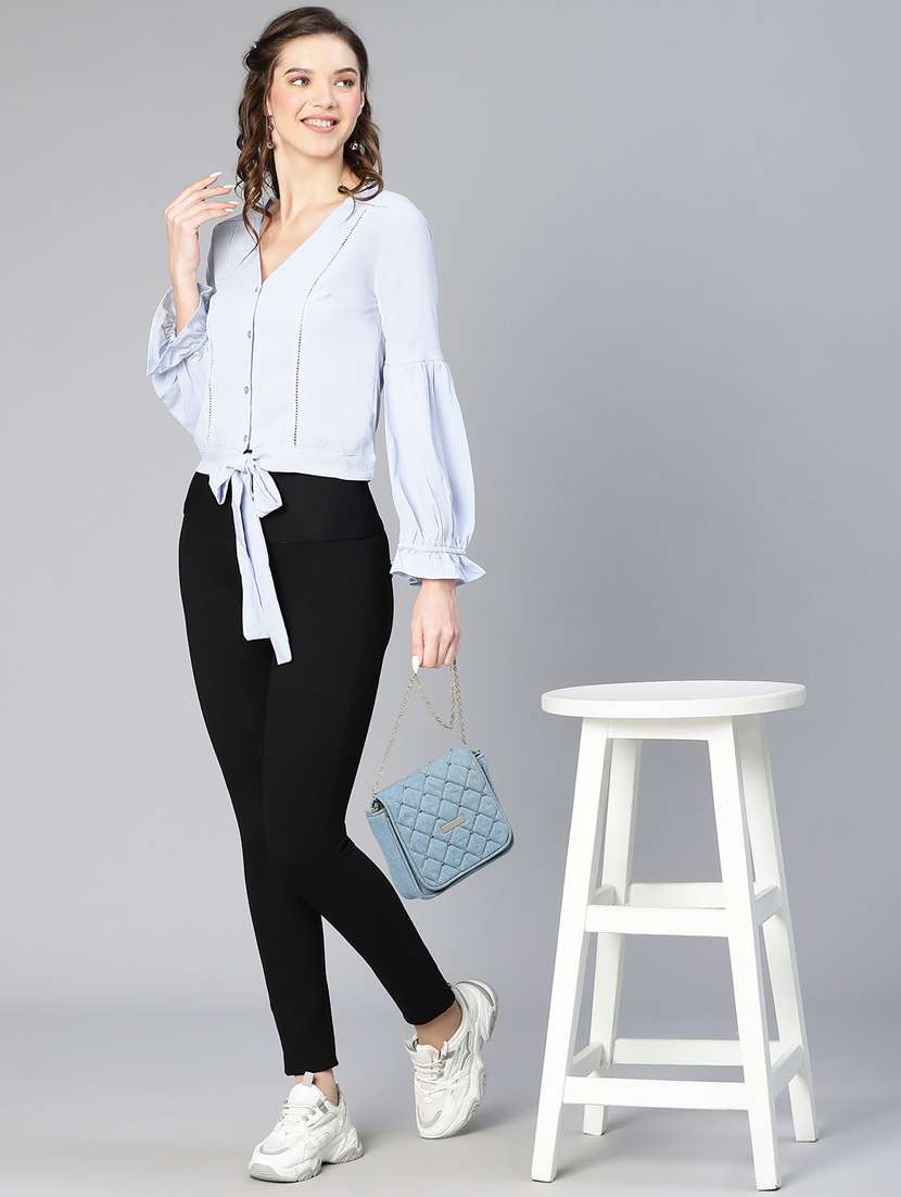 women's blouson v neck top - 19696807 - Standard Image - 3