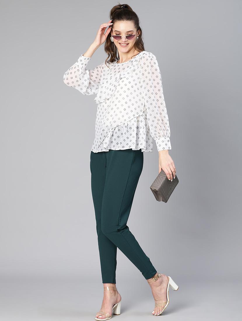 women's ruffle round neck top - 19696831 - Standard Image - 3