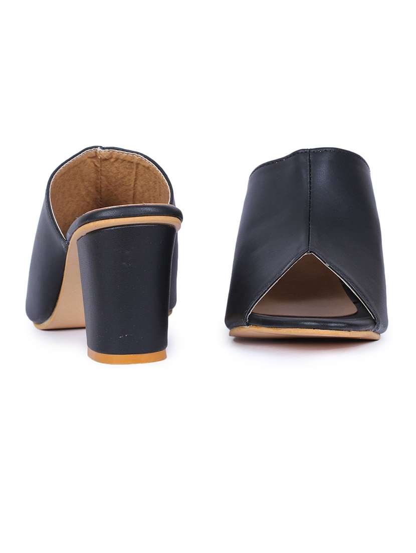 black synthetic slip on sandals - 19696846 -  Standard Image - 3