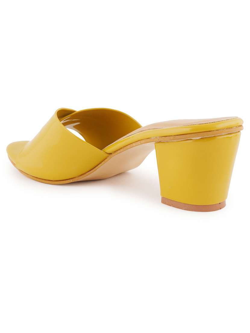 yellow slip on block heel - 19696851 - Standard Image - 3