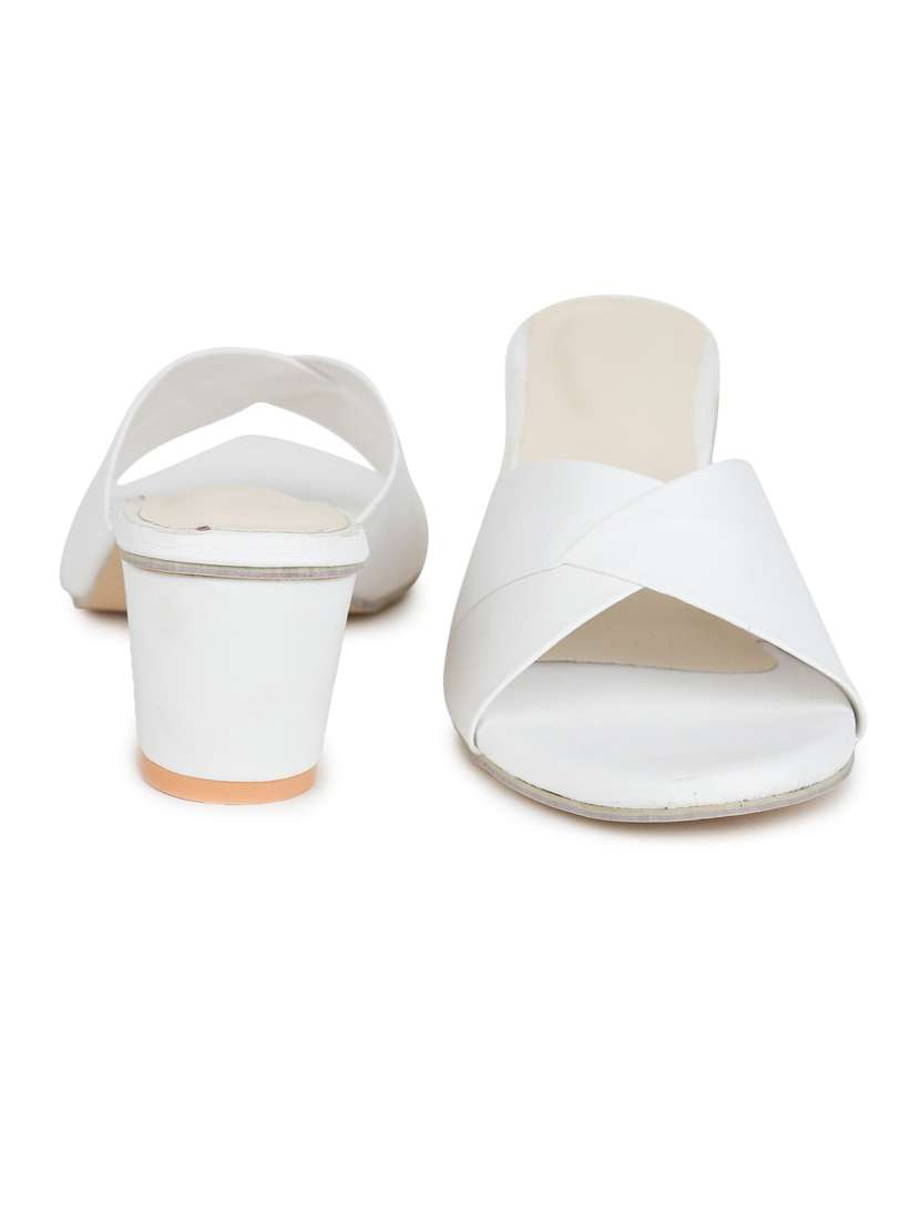 white slip on block heel - 19696853 -  Standard Image - 3