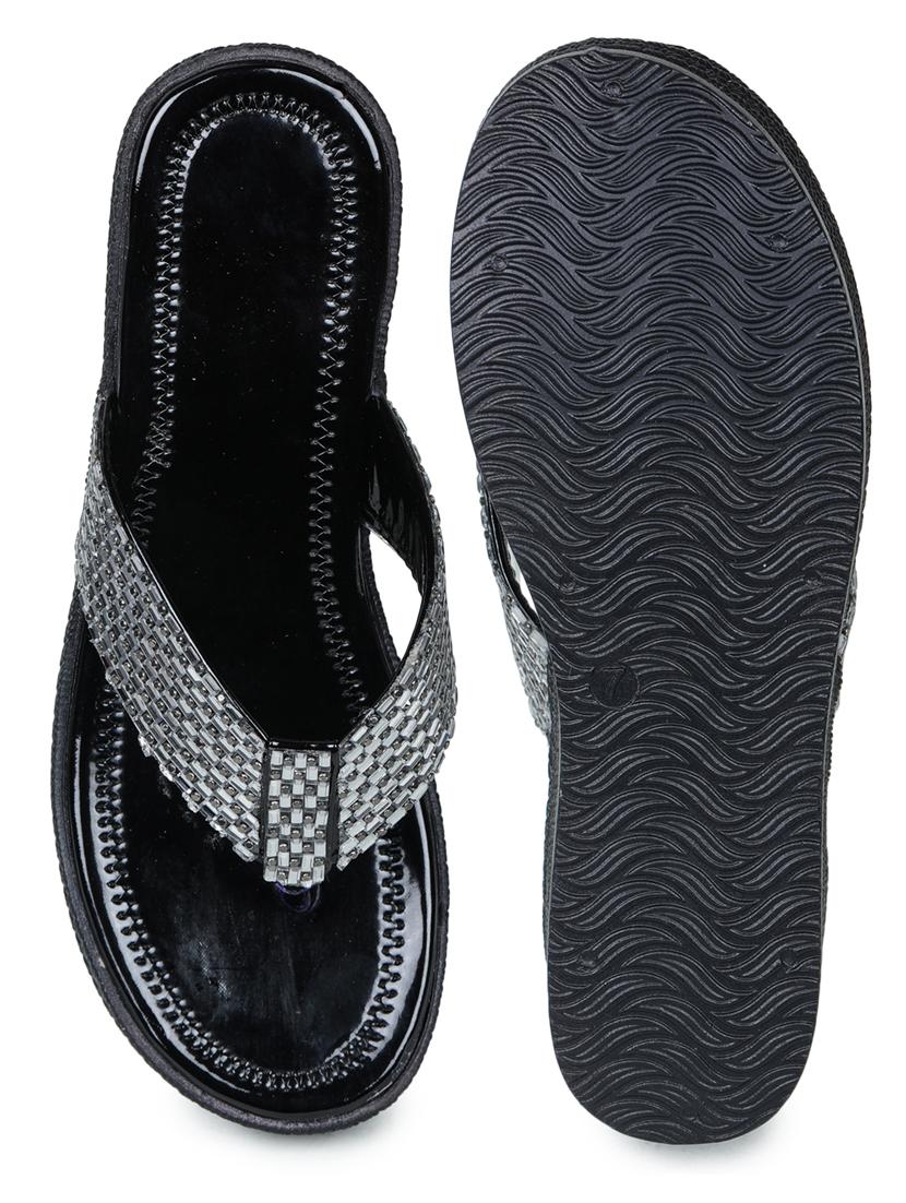 black embellished slip on wedge - 19696859 - Standard Image - 5