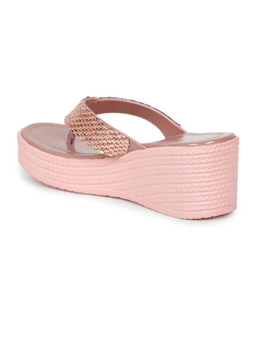 pink embellished slip on wedge - 19696862 - Standard Image - 3